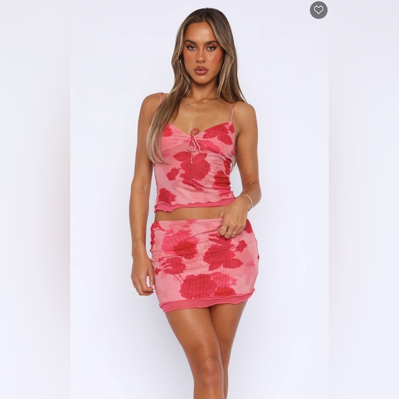 NWT White Fox Blush Rose Mesh Mini Skirt SET - Picture 2 of 12